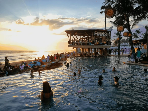 beach club at sunset